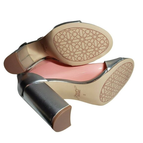 Jewel Badgley Mischka Silver Embellished T Strap Open Toe Evening Sandals Size 8 - Picture 8 of 12